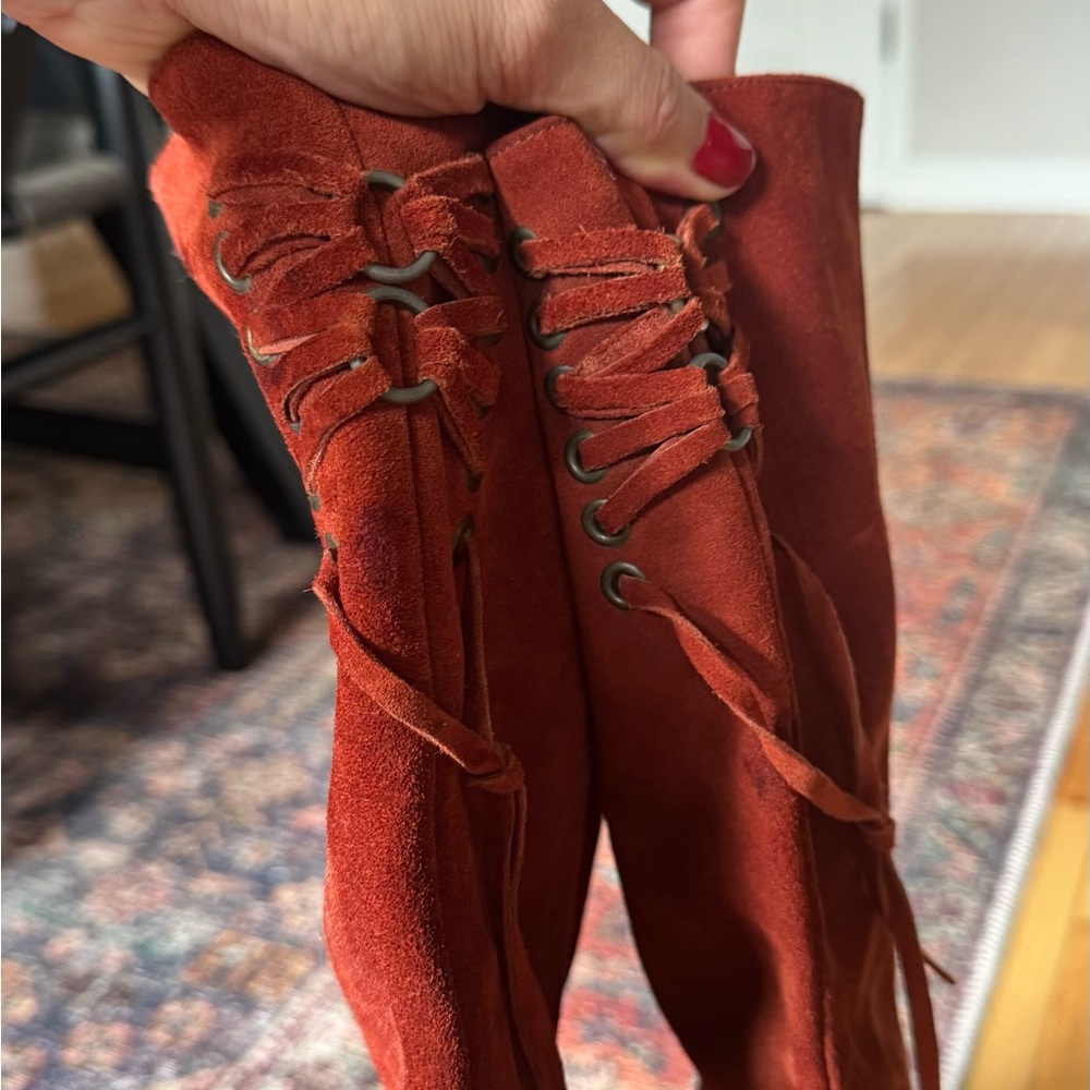 Coach Cory Women's Suede Knee-High Boots - Rust/ burnt orange - Picture 4 of 9